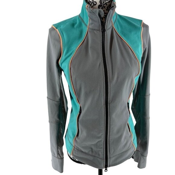 Zella Adrenaline Front Zip Grey/Turquoise Jacket Sz M - Picture 1 of 14